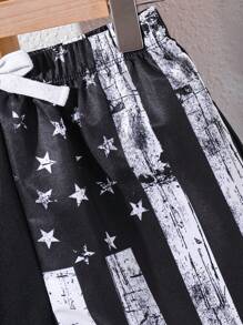 SHEIN Leap Crew Tween Boys Casual Beach Star Pattern Swim Trunks - Black - View 5