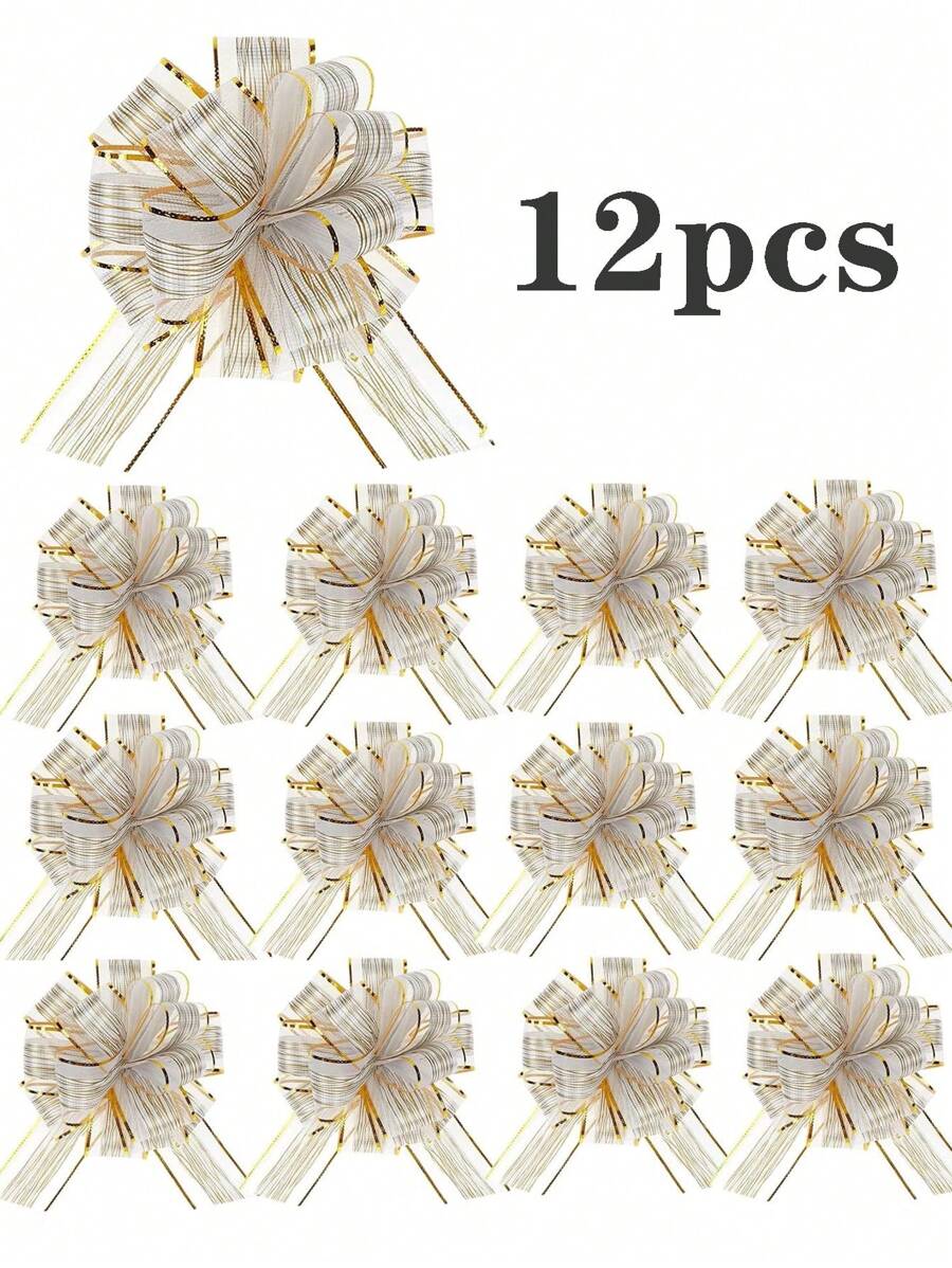 SHEIN 12pcs Gift Wrap Bows, Multicolor Ribbon Bows Gift Wrap Bows For Gift Baskets, Wedding, Decoration, Gift Wrapping, Valentine's Day, Valentine's Day Wedding, Birthday, Wedding Decorations