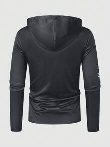 Manfinity LEGND Men American Flag Printed Long Sleeve Hooded Sweatshirt, Casual For Autumn/Winter