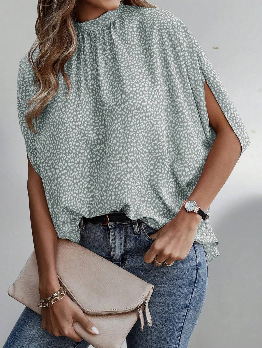 SHEIN Clasi 女士 3/4 袖衬衫，简约休闲，适合日常穿着 - 薄荷綠 - 查看 1