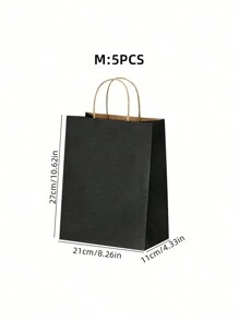 SHEIN Set de 5 o 20 bolsas de papel kraft con asas, bolsas de regalo de unicolor minimalista en forma de rectángulo, bolsas de transporte, adecuadas para fiestas, compras, Navidad