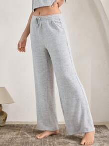 Ocili Leisure Soft & Comfortable Fleece Tie-Up Loose Pants, Women's Loungewear Bottom - Grey - View 5