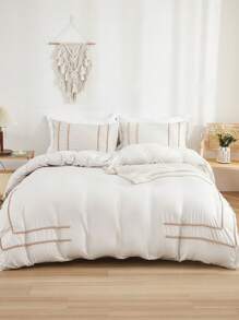 Beige Bedding Pom Pom Duvet Cover Set Boho Farmhouse Bedding Set Queen,King With Zipper Closure 3 Pieces Mini Pom Pom Decor Beige Comforter Cover Soft Microfiber Duvet Cover For Boys Girls 1 Duvet Cover 2 Pillowcases No Comforter,For All Seasons