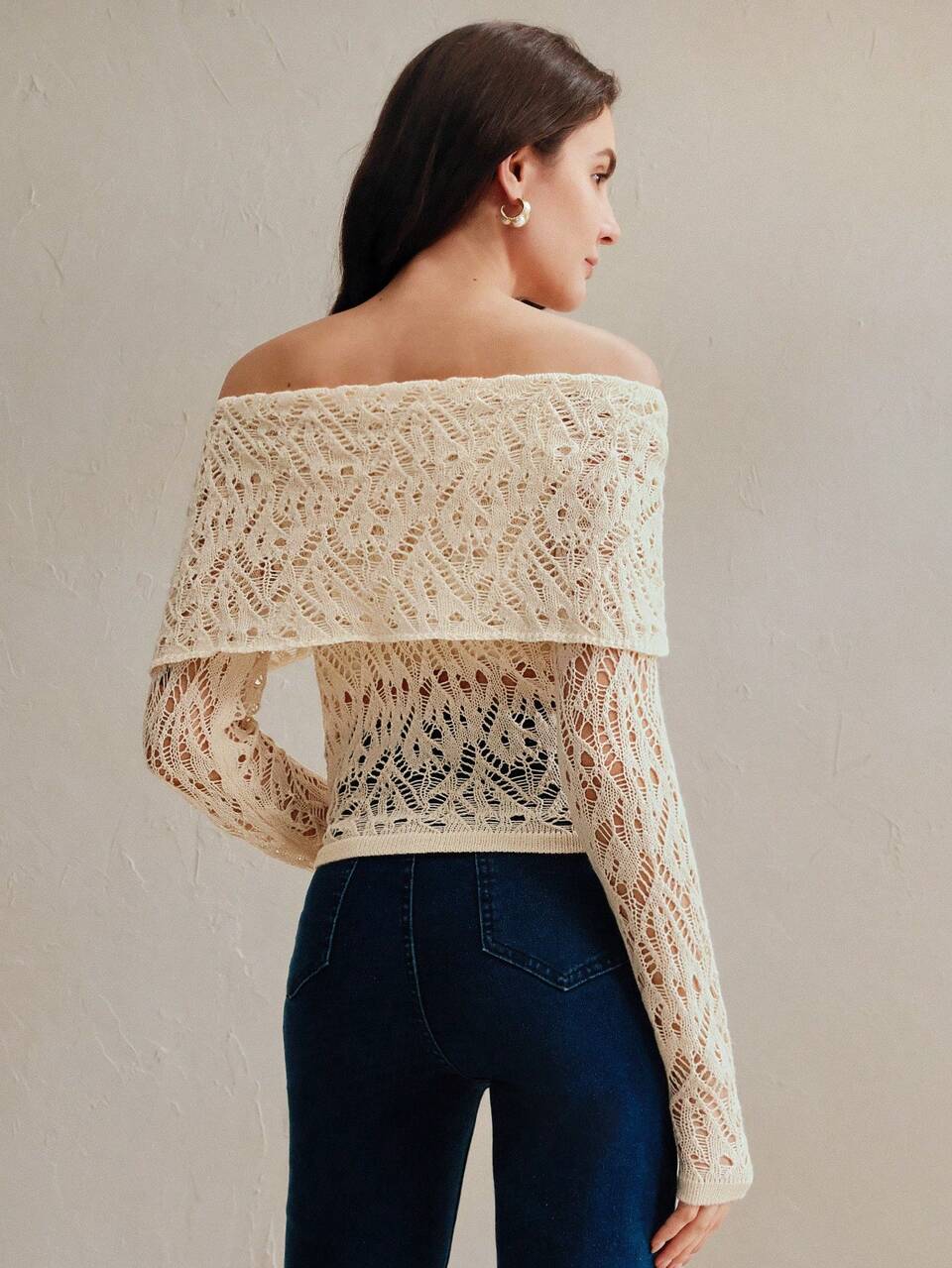 Anewsta Hollow Out Off Shoulder High-Quality Fitted Knit Top, Suitable For Valentine's Day, Summer Vacation, And New Year's