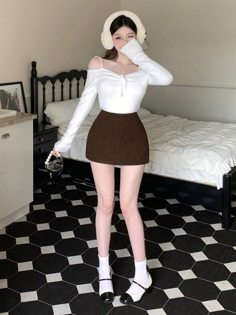 Women's Solid Color Minimalist Mini Skirt, Casual Everyday Wear,Fall Clothes Winter Women Skirts