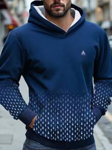 Manfinity Homme Men's Ombre Gradient Color Hooded Casual Sweatshirt, Daily Wear