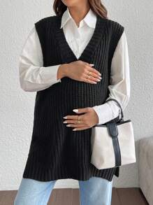 SHEIN Women Maternity Sweater Vest, Casual Commuter Essential, Autumn/Winter