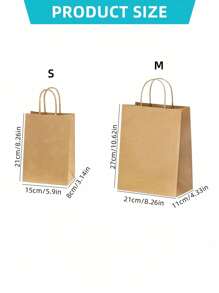 SHEIN Set de 5 o 20 bolsas de papel kraft con asas, bolsas de regalo de unicolor minimalista en forma de rectángulo, bolsas de transporte, adecuadas para fiestas, compras, Navidad