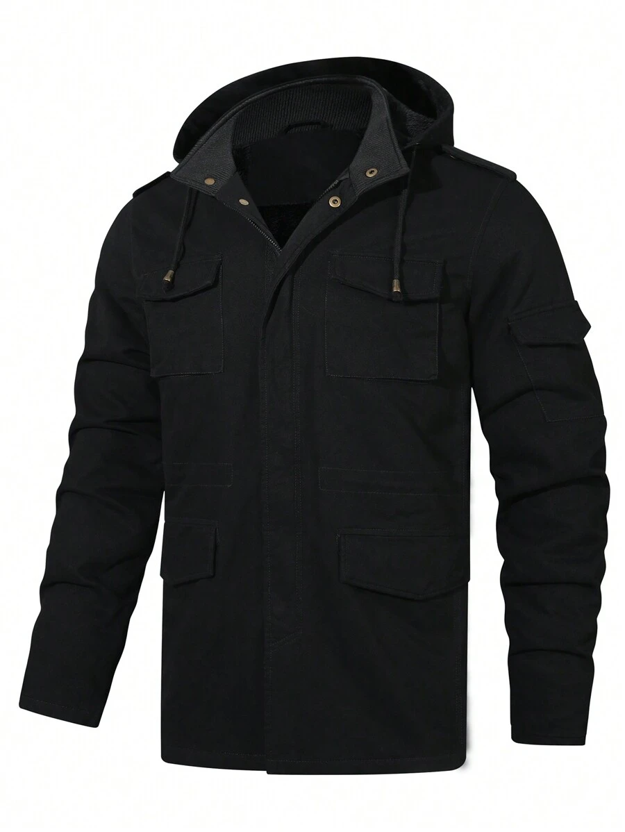 Manfinity Homme Men's Padded Coat, Casual Outwear, Fall/Winter - Black - View 1