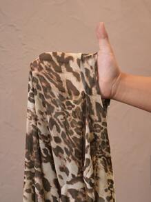 Slaydiva 全新性感优雅小立领长袖短裤全身豹纹女式紧身连体裤-F - 彩色 - 查看 7