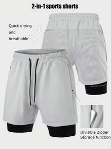 Gym Rark 男士拼色抽绳口袋夏季运动短裤灰色短裤 - 灰色 - 查看 1