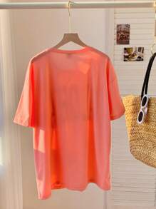 SHEIN EZwear Letter Graphic Drop Shoulder Oversized Tee, Unisex