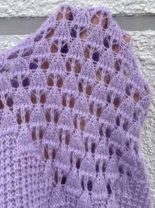 SHEIN LUNE Plus Size Solid Color Pullover Sweater, Casual & Fashionable For Everyday Wear - Purple - View 5