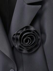 SHEIN Clasi 3D Floral Decor Front Button Long Sleeve Casual Blazer Jacket Fall Cloth For Women - Grey - View 3