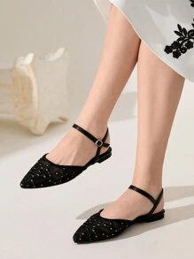 CUCCOO CHICEST 1 双女式休闲平底花卉印花网眼布乐福鞋 - 黑色 - 查看 5