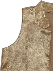 Franclia 女士无袖简约开衫上衣，休闲日常穿着 - 金色 - 查看 3