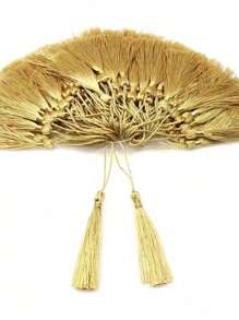 SHEIN 50 PIÈCES franges en soie de 13 cm avec des anneaux en fil d'or | Accessoires artisanaux en vrac pour marque-pages, franges pour toque de graduation, fabrication de bijoux | Décorations pour fêtes, maison, festivals (cadeaux de Noël, Nouvel An)
