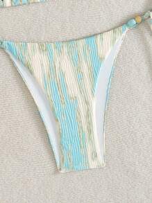 Swim Mod 2 Pieces Summer Women Textured Fabric Spaghetti Strap Bikini With Beaded Decor & Tie Side Shorts Sexy Cute Beach Swimwear Sets - Multicolor - View 4