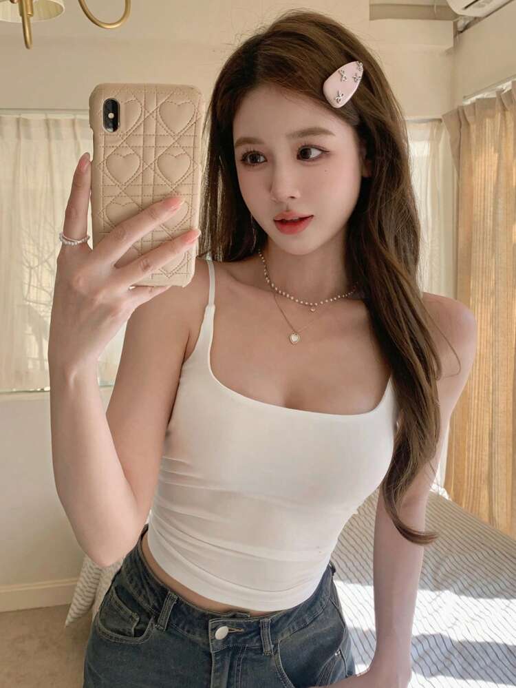 Women's Solid Color Camisole, Solid Color Minimalist Fashion Casual Daily Wear