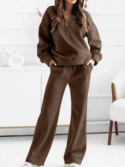INAWLY 女士连帽拉链运动衫和裤子 2 件套休闲套装