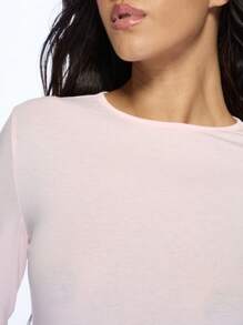 MISSGUIDED 圆领长袖修身紧身衣 - 淺粉色 - 查看 4