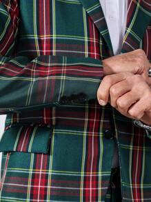 Manfinity Homme 2 件套格子西装外套、上衣和裤子套装 - 彩色 - 查看 3