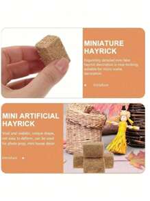 4/8 piezas Mini Pacas Cuadradas: 8 piezas de Pacas Decorativas Pequeñas Figura en Miniatura para Manualidades, Casa de Muñecas, Granja, Mesa, Decoración de Cosecha, Decoración, 3 cm