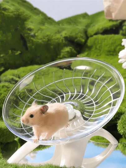 1pc Ultra-Silent Hamster Exercise Wheel - 7 Inch Flying Saucer Running Wheel For Dwarf Hamsters, Gerbils & Mice Noiseless Plastic Spinner With Anti-Slip Surface Easy-Clean Cage Accessories For Night Activity Escape-Proof Open Design Pet Running Disk