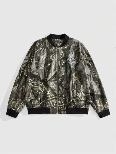 Street Life Blouson bombardier camouflage à motif de branche d'arbre pour hommes