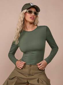 COSMINA Women's Basic Forest Green Long Sleeve Tops