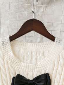 SHEIN LUNE Gaun Sweater Midi Bergaris dengan Pita, Modis, dan Pas Badan untuk Wanita Ukuran Plus, Musim Gugur/Dingin - Aprikot - View 6