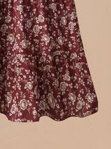 Lacomfia Vestido de verano con cuello en V con estampado floral vintage para tallas grandes