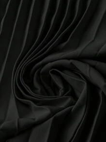 SHEIN Unity 1 chiếc váy xếp ly công sở thanh lịch màu trơn dành cho nữ - màu đen - Xem 5