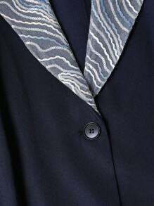 Lacomfia Conjunto de 2 piezas de negocios informales para mujer de talla grande: blazer con bloques de color y pantalón recto de cintura alta