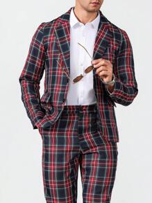 Manfinity Mode 2pcs Plaid Blazer, Top And Trousers Suits - Multicolor - View 3
