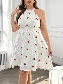 SHEIN LUNE Robe en maille moelleuse avec panneau en forme de cœur élégante et douce pour femmes grandes tailles, convient pour la Saint-Valentin - Multicolore - Voir 4