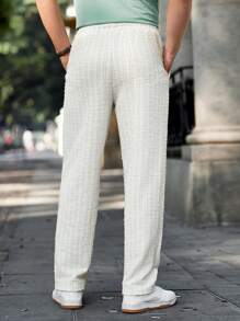 Manfinity Homme Men's Plain Color Casual Sweatpants, Fashionable For Daily Wear - Apricot - View 2