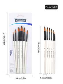 6 件套圆形角头艺术家画笔套装白色尼龙毛画笔，适用于丙烯油画、水彩画、丙烯画、身体面部岩石画布、艺术家、学生和成人绘画艺术工艺品用品、万圣节、派对和生日礼物、新年礼物、DIY 艺术工具圣诞节节日礼物 - R - 查看 9