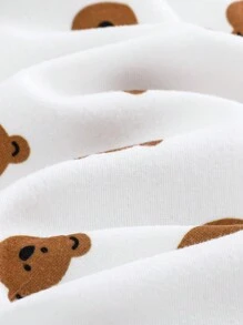 Cozy Pixies 新生男婴卡通熊印花柔软针织长袖连体衣和裤子套装 - 彩色 - 查看 6