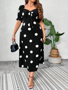 SHEIN Clasi Vestido de verano casual estampado de tejido para mujer talla grande