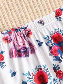 2pcs Baby Girl Fashion Short Sleeve Funny Cow Print Top And Flare Pants Set, Summer - Multicolor - View 7