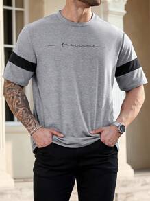 Manfinity Homme Men's Plus Size T-Shirt, Solid Color Minimalist Casual Everyday Wear - Dark Grey - View 3