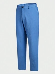 Manfinity Mode 男士休闲西装套装，简约时尚西装外套和长裤，适合日常穿着 - 藍色 - 查看 8