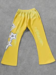 PAVTROS Manfinity Streetrush Street Style Men's Flame Print Flare Leg Sweatpants,Manfinity EMRG Y2k Men's Gothic Drawstring Waist Printed Sports Pants