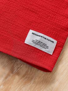 SHEIN 2 件套 Babygirl 休闲纯色纹理羊腿袖上衣和松紧腰裤套装，适合夏季