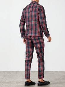 Manfinity Mode 2pcs Plaid Blazer, Top And Trousers Suits - Multicolor - View 2