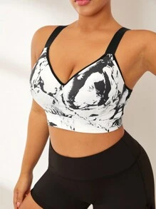 Rhythm Era Sutien sport de marime plus cu căptușeală detașabilă, bretele reglabile, suport cu impact ridicat, design imprimat cu cerneală