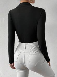 VaVaBold Của phụ nữ Khối màu Đứng cổ áo Xếp nếp Áo liền quần vừa vặn - Màu be - Xem 2