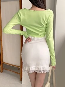 DAZY Women Off Shoulder Cover Up & Mid-Length Dress 2 Pieces Dress Set,Mini Dress - White - View 5