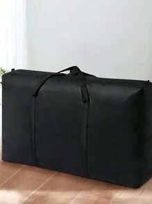 1 pièce Sac de rangement zippé pliable portable en non-tissé noir. Organisateur de bagage pour vêtements saisonniers, couettes, décoration de Noël, équipement de voyage. Solution de rangement grande capacité, réutilisable, durable et légère.